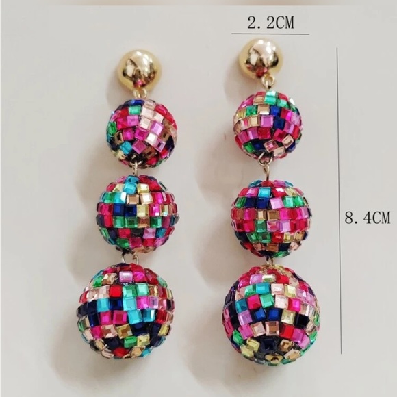 Jewelry Swiftie Colorful Disco Ball Dangle Earrings Eras Tour Vibes